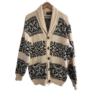 Vintage Tundra Nordic Wool Cardigan Cowichan Style Made in Canada